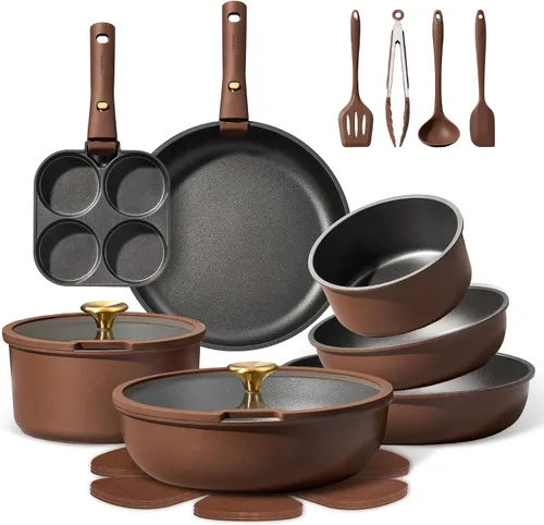 Vista 10 de CAROTE 23pcs Pots and Pans Set Non Stick, Cookware Set Detachable Handle