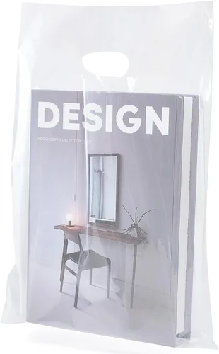 Vista 10 de 100 bolsas de plástico transparente para mercancías con asas, 9 x 12 pulgadas, 1.25 mil de grosor, bolsa de compras al por menor brillante