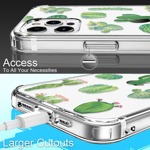 Vista 5 de Funda para iPhone 12 Pro Max con protector de pantalla, cuerpo completo transparente a prueba de golpes, diseño floral, para niñas y mujeres
