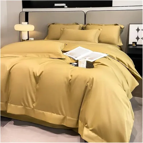 Vista 3 de Bed, Bedding Sets Cotton Solid Color Double Twin 4 Piece Duvet Cover Set Flat Sheet Pillowcase