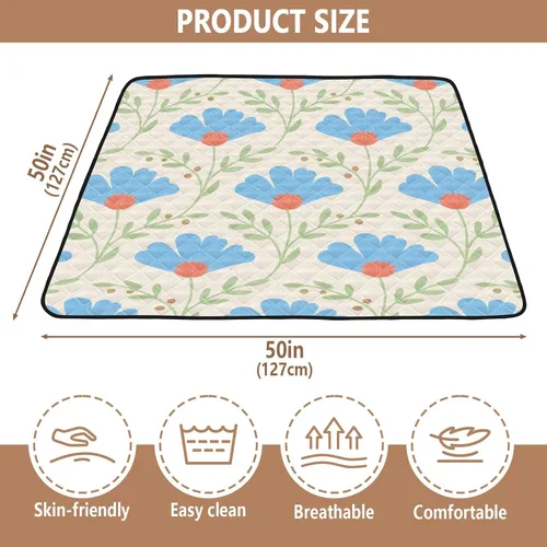 Vista 3 de Lovely Daisy Flowers Soft Padded Baby Gym & Activity Mat for Floor Cozy Breathable Travel Play Mat for Baby Kids Toddlers Infants, 50'' x 50