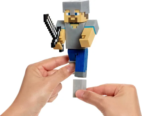 Vista 6 de Minecraft, Steve con la Serie Armor Iron, 4 Figuras de Acción.