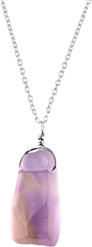 Vista 13 de Collar con colgante de piedras preciosas, piedra de energía áspera, cristales curativos de chakras, plata esterlina 925, chapado en rodio, piedra