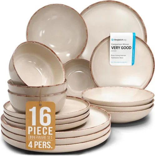 Vista 26 de Juego de vajilla de gres para 4 personas 12 piezas – Juego de platos y cuencos negros mate – Apto para lavavajillas, microondas y resistente a
