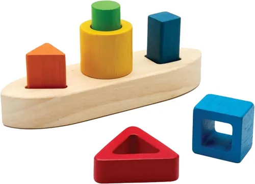 Vista 10 de PlanToys Juego de juguetes de madera para niños a partir de 3 años Montessori apilamiento y reconocimiento de formas para conciencia espacial