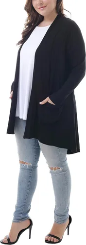 Vista 5 de ZERDOCEAN Cárdigan de manga larga para mujer, talla grande, ligero, suave, estampado, con bolsillos