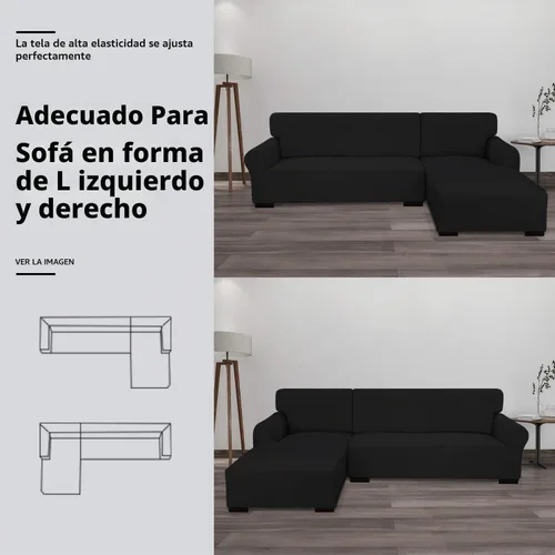 Vista 3 de Funda Easy-Going elástica para sofá modular, 2 piezas, en forma de L, para sala de estar, tela jacquard, con parte inferior elástica para perros