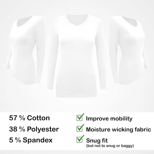 Vista 6 de BaHoki Essentials Camisetas de manga larga con cuello en V gran elasticidad y capa diseñadas para un máximo rendimiento