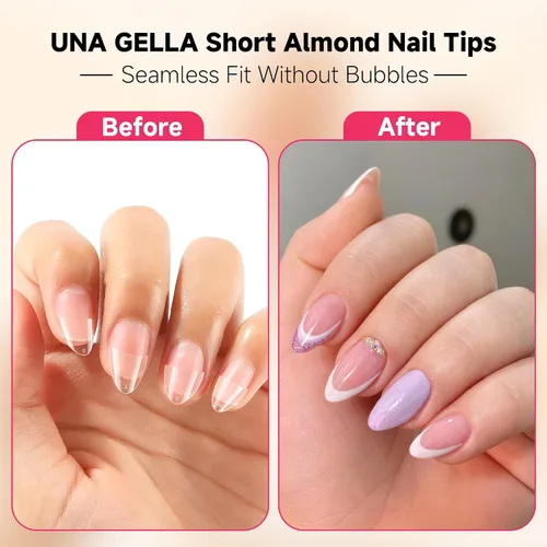 Vista 3 de UNA GELLA Puntas de uñas de gel de almendra cortas: 504 puntas de uñas