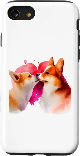 Vista 13 de Funda para iPhone 15 Two Loving Corgis In Love Heart para perro Corgi