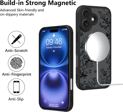 Vista 164 de KANGHAR - Funda compatible con iPhone 11, diseño de leopardo negro, textura de neumático antideslizante, a prueba de golpes, funda protectora