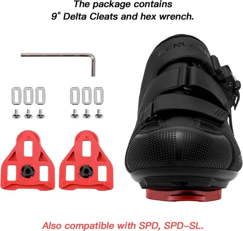 Vista 3 de FENLERN Zapatos de ciclismo para hombres y mujeres, compatibles con tacos Delta preinstalados para interiores, bicicleta de carretera, bicicleta