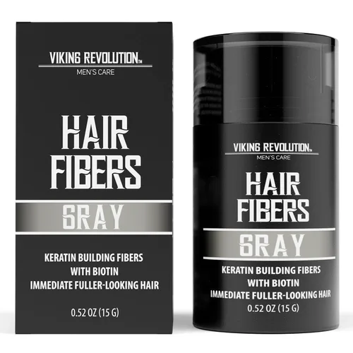 Vista 8 de Viking Revolution Fibras de cabello castaño rojizo para hombres adelgazantes, fibra gruesa para cubrir puntos calvos, fibras de construcción