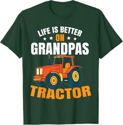 Vista 88 de Life Is Better On Grandpas Tractor Kids Farm Tractor Boy Camiseta, Negro