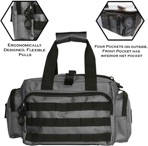Vista 5 de Exos Tactical Range Bag - Medium Size Range Bag for Shooting - Gun Case for Handguns, Ammo Storage, Tactical Backpack, Molle Webbing, Free Subdued