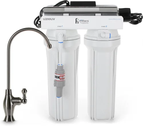 Vista 7 de iFilters Sistema de bebida debajo del fregadero de 4 etapas con regulador UV y agua