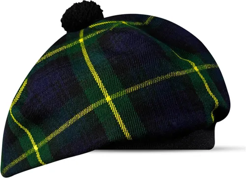 Vista 45 de Sombrero escocés Tam o Shanter Gorro escocés Tartan P.V Tartan (poliviscosa) Mezcla de lana con pompón Talla única para todos.