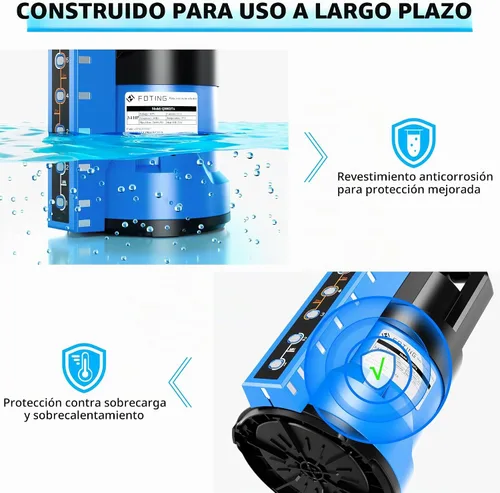 Vista 6 de FOTING Bomba de sumidero 3/4HP Bomba de agua sumergible automática de 4 modos, 2400 GPH termoplástica eléctrica portátil bomba de agua