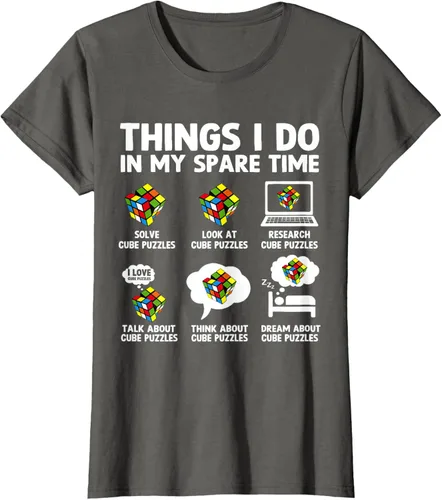 Vista 8 de Things I Do in My Spare Time Cube Puzzle Speed Cubing Camiseta