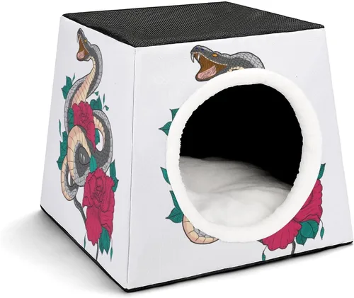 Vista 14 de Cama interior para gatos, sofá para gatos, cubo de gato impreso con almohada pequeña para gatitos, perros pequeños, bloques