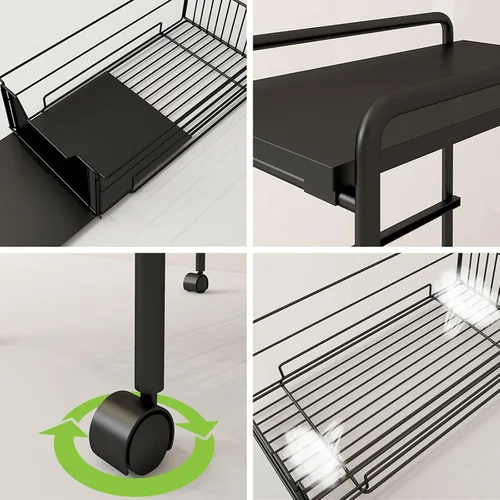 Vista 5 de Carrito de almacenamiento de metal de 4 niveles, torre organizadora de almacenamiento deslizante, carrito de almacenamiento delgado y estrecho