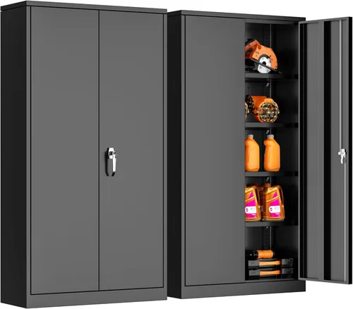 Vista 20 de INTERGREAT Armarios de almacenamiento de metal con cerradura, gabinete de almacenamiento de oficina con cerradura de 36 pulgadas con 2 puertas y 2