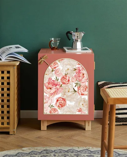 Vista 3 de Blooming Wall PS040 - Papel pintado autoadhesivo autoadhesivo de peonía fresca y rosa extraíble para despegar y pegar