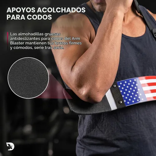 Vista 7 de DMoose Fitness Brazo Blaster para bíceps y tríceps – Aluminio resistente, acolchado suave para el cuello y correas ajustables – Soporte de rizo