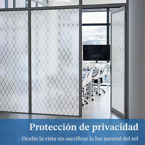 Vista 6 de Película de Ventana de Malla Esmerilada, Película de Privacidad para Ventana, Adhesivo Decorativo para Ventana No Adhesivo, Película de Vidrio