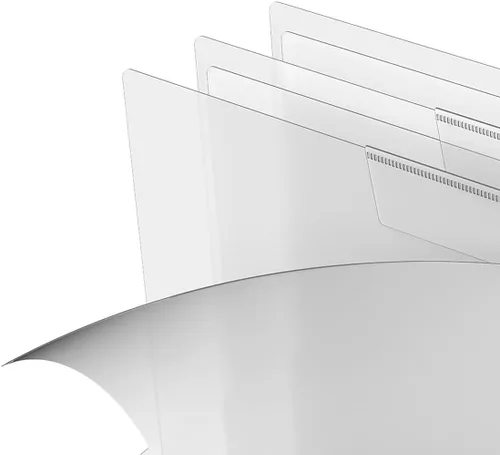 Vista 2 de Bolsillos para archivos resistentes a la humedad, tamaño carta, construcción transparente y duradera con cierre de solapa para protección