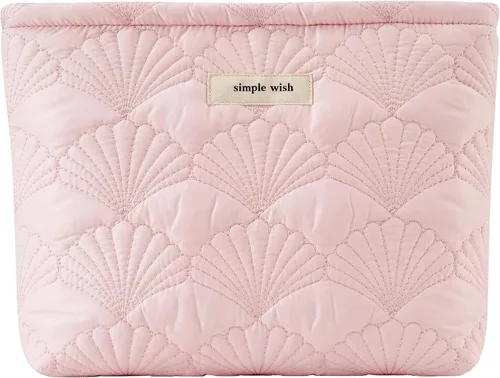 Vista 11 de RSRSLEII Bolsa de maquillaje acolchada de conchas de algodón, bolsa de aseo 01Blanco