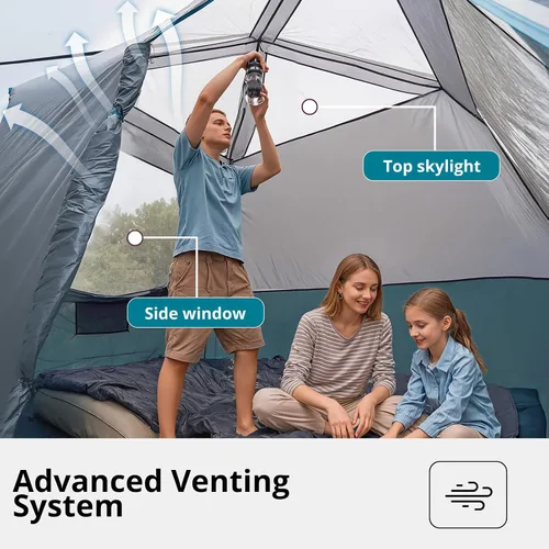 Vista 5 de CAMEL CROWN 4/6 Person Instant Cabin Tent, Pop Up Windproof Tents for Camping, 60-Second Setup Family Tent with Carry Bag for Outdoor Hiking Azul