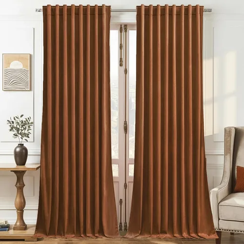 Vista 31 de Timeper Cortinas opacas de terciopelo negro de 42 pulgadas de ancho x 84 pulgadas de largo, cortinas opacas para dormitorio, sala de estar, cortinas
