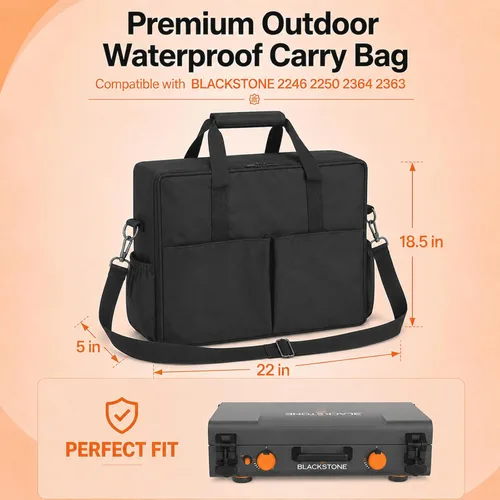 Vista 2 de Griddle Carry Bag for Blackstone Adventure Ready 14"Propane Camping Griddle For Blackstone 2-Burner Camping Griddle 2363 2250 2246 2364, Portable