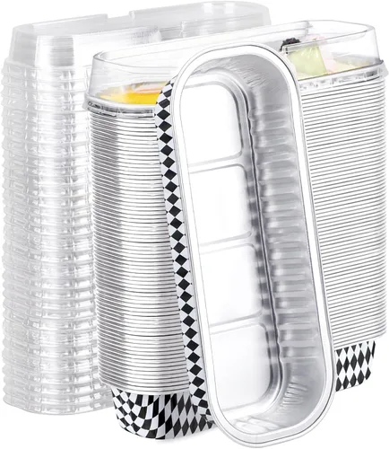Vista 15 de EUSOAR Forros para magdalenas con tapas, 30 unidades de ramekins de papel de aluminio de 6.8 oz, mini moldes para pan de aluminio desechables