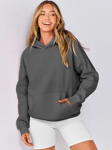Vista 2 de ANRABESS - Sudaderas con capucha para mujer, sobre talla, de vellón de manga larga, modelo de 2024, para otoño