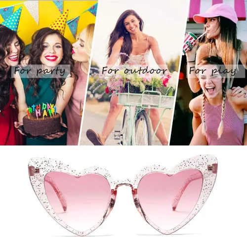 Vista 6 de Dollger Lentes de sol con forma de corazón para mujer, estilo retro, diseño de ojo de gato, UV400