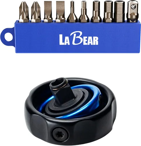 Vista 8 de LABEAR Kit de trinquete de palma DR de 11 piezas, 1/4 pulgadas, mini trinquete de dedo, llave de engranaje, puntas de destornillador con Philips
