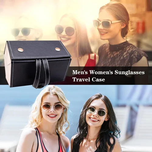 Vista 6 de Xilkoze 5 Slots Travel Sunglasses Organizer Glasses Case Foldable EyeGlass Holder Storage Box for Multiple Glasses