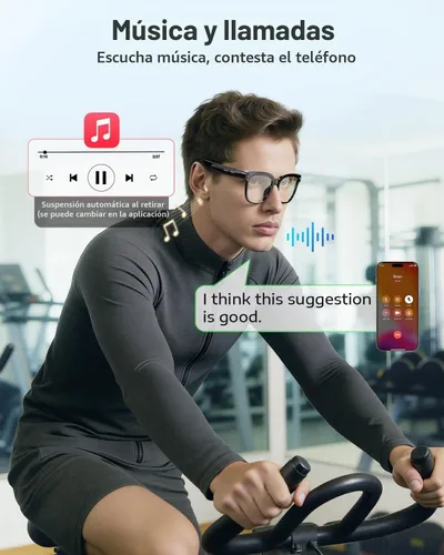Vista 4 de CJkao Lentes inteligentes con cámara, música y llamadas Bluetooth, gafas de cámara HD de 800 W, grabación de video 1080P, control de asistente