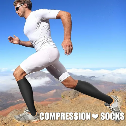 Vista 4 de Paquete de 3 pares de calcetines de compresión médica para mejorar la circulación de mujeres y hombres, para correr, hacer deporte y amamantar