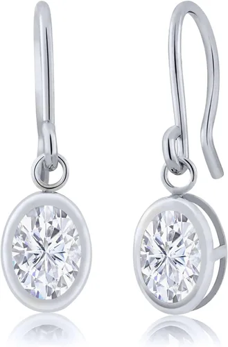 Vista 9 de Gem Stone King Aretes colgantes de plata de ley 925 de 0.276 x 0.197 in con piedra natal ovalada de alambre francés para mujer