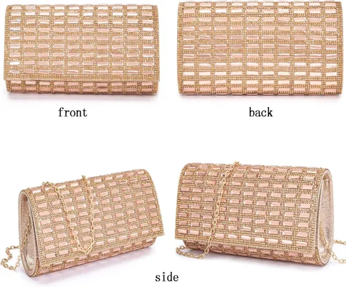Vista 7 de Bolsos de noche para mujer, bolso cruzado brillante con diamantes de imitación, bolso cruzado para boda, graduación, fiesta, club