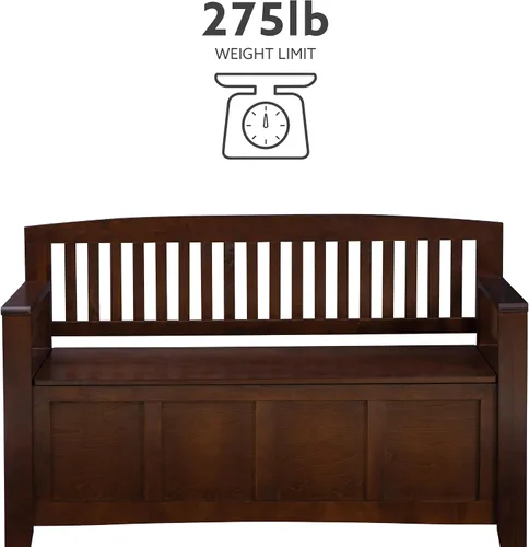 Vista 18 de Linon Home Dcor Linon Home Decor Cynthia - Banco de almacenamiento, 50 pulgadas de ancho x 17.25 pulgadas de profundidad x 32 pulgadas de alto, nogal
