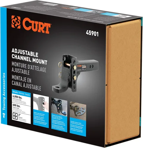 Vista 7 de CURT 45901 Soporte de bola de enganche de remolque ajustable, se adapta a receptor de 2 pulgadas, caída de 6-3/4 pulgadas, elevación de 5-1/4