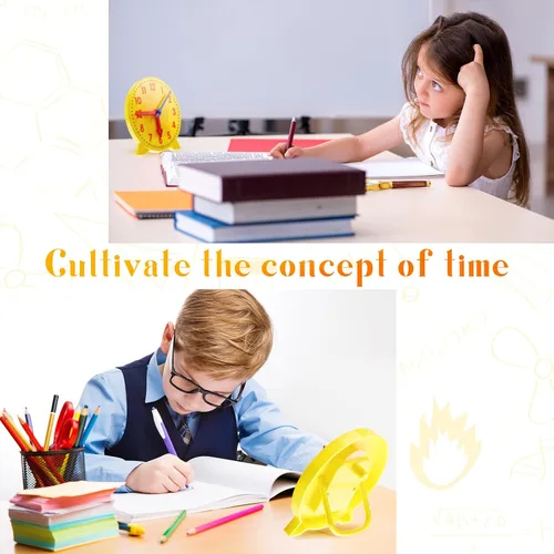 Vista 5 de Henoyso - Juego de 6 relojes de enseñanza para niños, 4 pulgadas, color amarillo