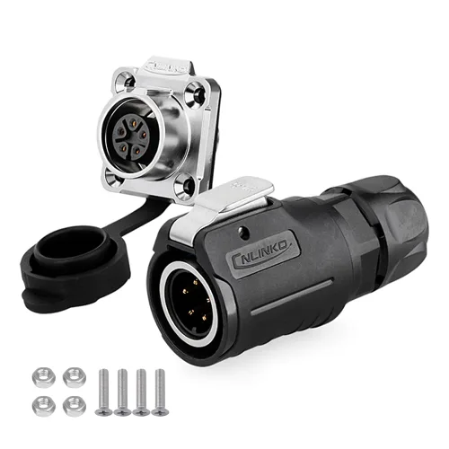 Vista 11 de CNLINKO Conector de enchufe macho y hembra de 2 pines industrial impermeable de alimentación, conector circular de cable M16 10A, conector ciego