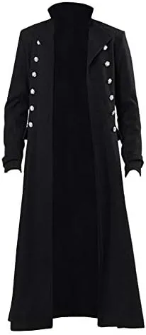 Vista 2 de Chaqueta vintage steampunk para hombre, estilo gótico, victoriano, uniforme, disfraz de Halloween