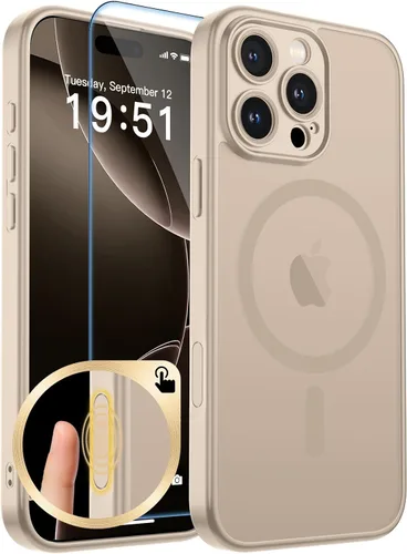 Vista 321 de zapica Funda magnética para iPhone Air, con protector de pantalla de vidrio templado, compatible con MagSafe, translúcida mate, a prueba de golpes