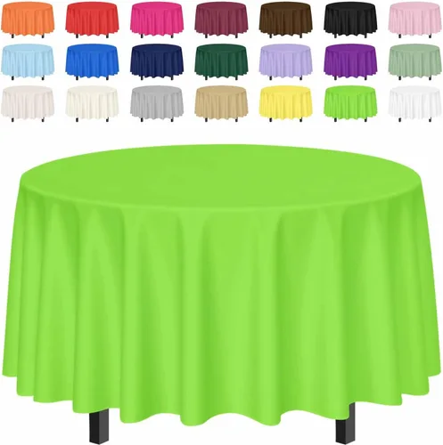 Vista 28 de SietDESEO Paquete de 2 manteles redondos de plástico de 84 x 84 pulgadas, impermeables, color negro, desechables para bodas, cumpleaños, baby Mantel